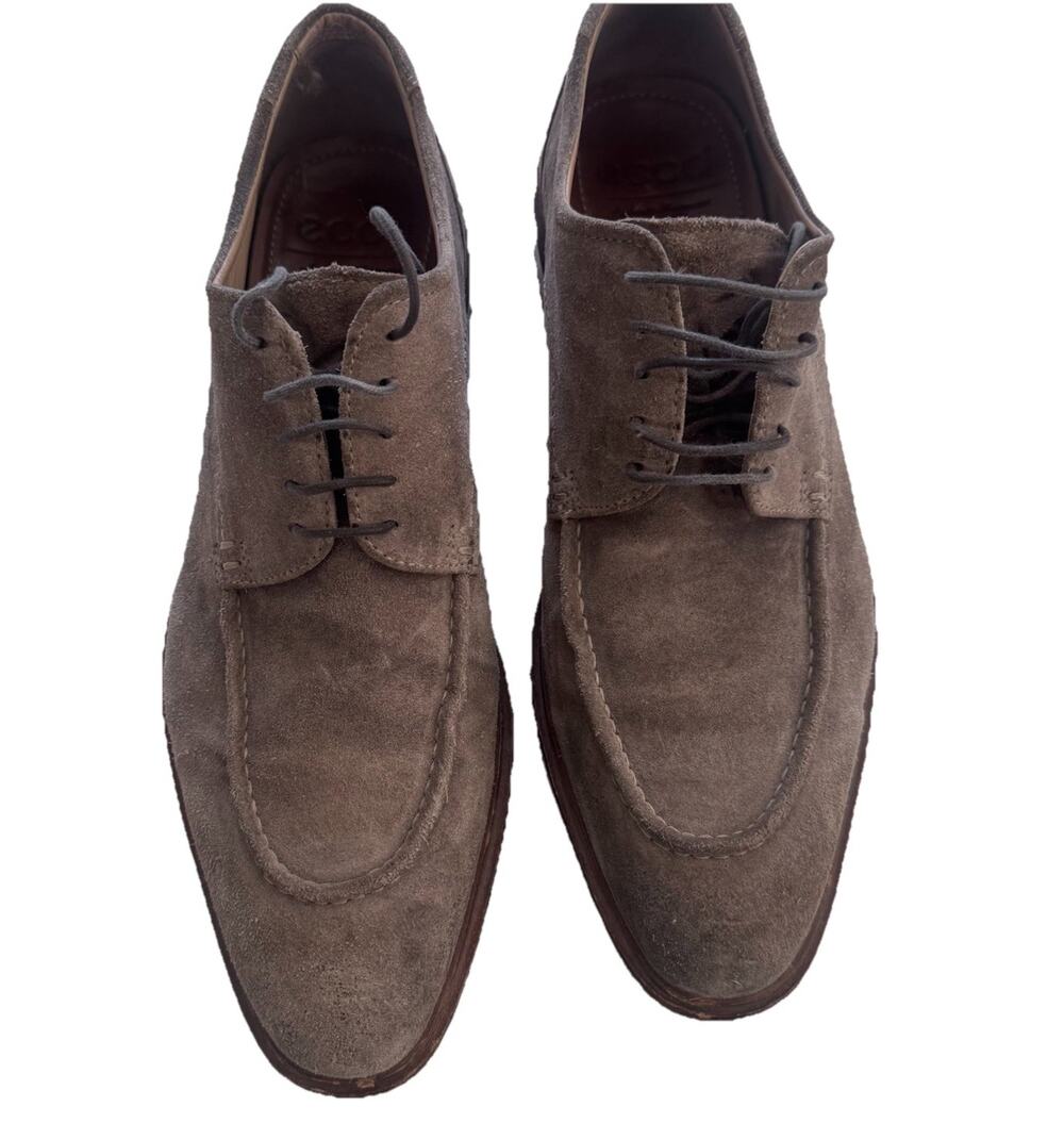 Ecco Mens Suede Brown Leather Shoes Sz 43 9 9.5 Oxford Classic Preppy
